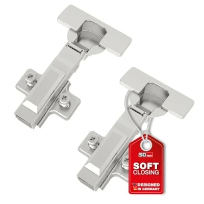 Abbildung von SO TECH® Türbeschlag SMOOTH Topfband T45 Scharnier Eckanschlag Komplettset (2 St), 2er Set Standard gedämpft mit Kreuzplatte