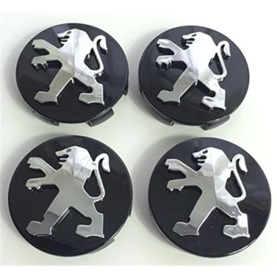 Abbildung von 4 Stück Auto Radnabenkappen für Peugeot 60mm Nabendeckel Radnabendeckel Radnabenabdeckung Felgendeckel Felgenabdeckung