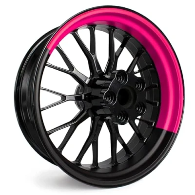 Abbildung von 4 teiliges Felgenbettaufkleber Set für 17 Zoll Felgen Komplett Dekor Folie Motorrad Felgenrandaufkleber selbstklebend wasserfest uv beständig MR021 (04 05 Half Pink)