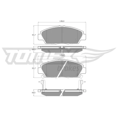 Abbildung von TOMEX brakes TX 11 38 Bremsbelagsatz Vorderachse mit akustischer Verschleißwarnung HONDA: PRELUDE V, Accord 6 Limousine, 4, ROVER: 600