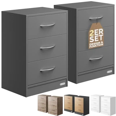 Abbildung von Casaria Nachttisch Eloise (2 St), CASARIA® 2x anthrazit