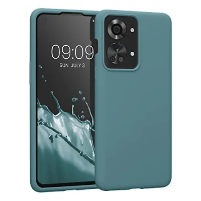 Abbildung von kwmobile Hülle kompatibel mit OnePlus Nord 2T 5G Silikon Handy Case Handyhülle weiche Oberfläche kabelloses Laden Antique Stone