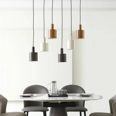 Abbildung von Lindby Hängelampe Ovelia, dunkelbraun/kaffee/beige, 6 flg.