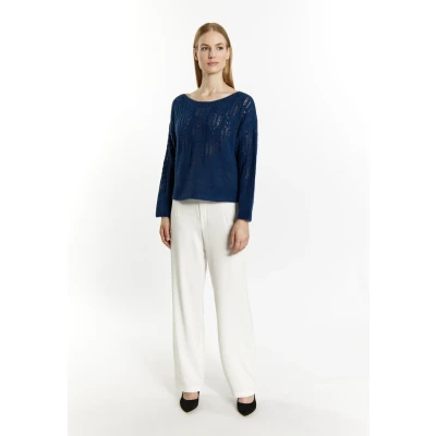Abbildung von Dreimaster Strickpullover, Damen, Größe: M/L, Blau grau