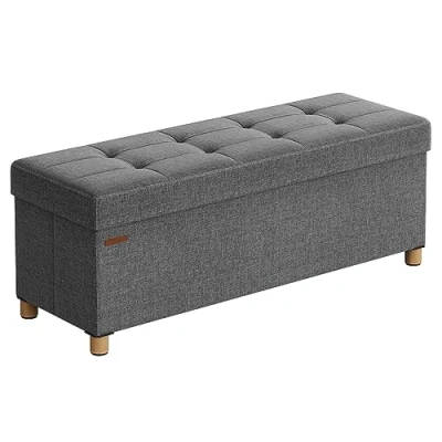 Abbildung von SONGMICS Sitzhocker mit Stauraum, klappbare Sitzbank Beinen, 38 x 110 40 cm Fußbank, Aufbewahrungsbox, bis 300 kg belastbar, für Wohnzimmer Schlafzimmer Flur, schiefergrau LSF018G11