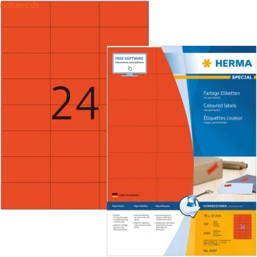 Abbildung von HERMA Etiketten rot 70x37mm Special A4 VE=2400 Stück