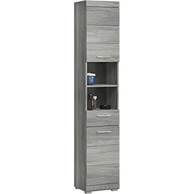 Abbildung von homes&amp;jones Soul Badezimmer, Hochschrank, Schrank, Holzwerkstoff, rauchsilber, 37 x 191 x31 cm
