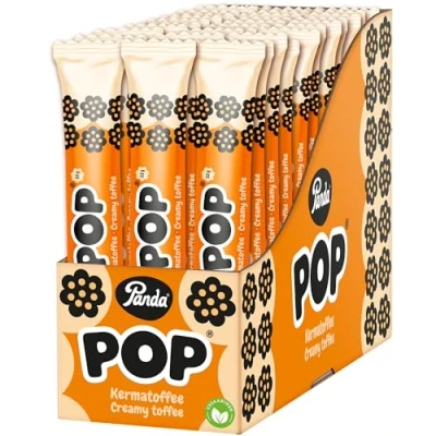 Abbildung von Panda ® Pop Cremiges Toffee Köstlicher gefüllter Lakritzriegel mit einer Creme Füllung Perfekter Geschmack und perfekte Größe Vegan 22 g x 36 Riegel Packung