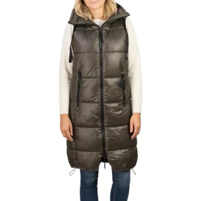 Abbildung von DENIMFY Outdoorjacke Damen Steppweste DFCaro Regular Fit knielange Übergangsweste mit Kapuze