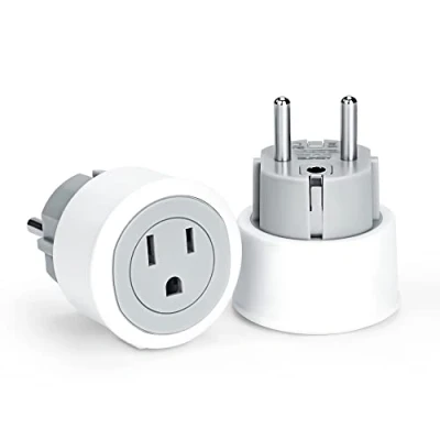 Abbildung von GUNGY Adapter USA Deutschland Stecker Reiseadapter auf EU Reisestecker für Amerika Kanada Mexiko Japan Reisen nach Europa Typ E/F Weiß 2 Stück