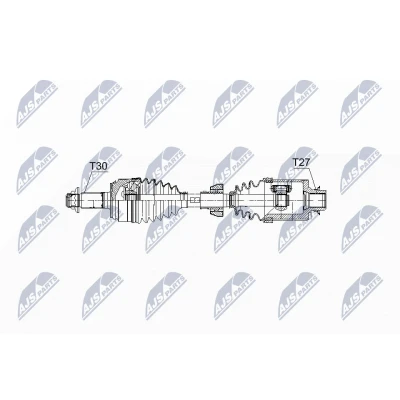 Abbildung von NTY NPW HD 058 Antriebswelle Vorderachse rechts 574 Getriebeautomatik 5 Gang HONDA: ACCORD 8, 8 Kombi