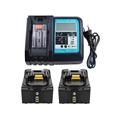 Abbildung von 2 Stück 18V 5.0Ah Akku mit Ladegerät Ersatz für Makita BL1850 BL1830 BL1840 BL1860 18 Volt LXT Werkzeugakku DC18RA DC18RC