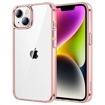 Abbildung von JETech Hülle für iPhone 14 6,1 Zoll, Nie Vergilbung Handyhülle Stoßfest, Schutzhülle Anti Kratzt Transparent Rückseite (Roségold)