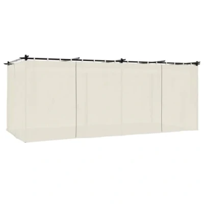 Abbildung von vidaXL Pavillon, Pergola mit Vorhängen Schiebedach, Sonnenschutz Überdachung für Terrasse Garten, Gartenpavillon Terrassendach Gartenzelt, Creme 6x3m Stahl