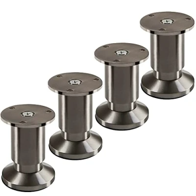 Abbildung von 4 Stück Möbelfüße TERRA Höhe 80 mm Edelstahloptik gebürstet Sofafüße höhenverstellbar bis max. 15 mm, belastbar 250 kg/je Fuß von SOTECH