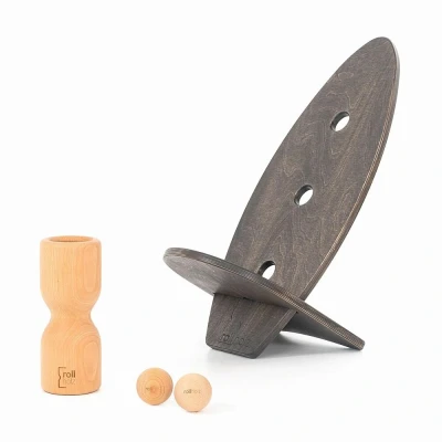 Abbildung von rollholz Balance Board Set klein Buche schwarzes Brett 1 St