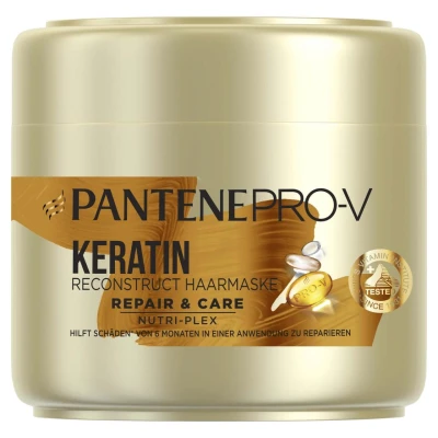 Abbildung von Pantene Pro V Repair &amp; Care Keratin Reconstruct Haarmaske, Haarkur Trockenes Haar, Haarpflege Für Trockene Haare, Glanz, Geschädigtes Gold, 300ml