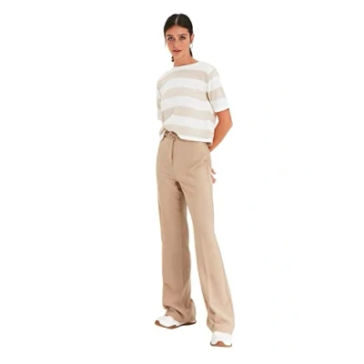Abbildung von Trendyol Damen Nerz Geradlinig Geschnittene Hosen Pants, Mink, 42 EU