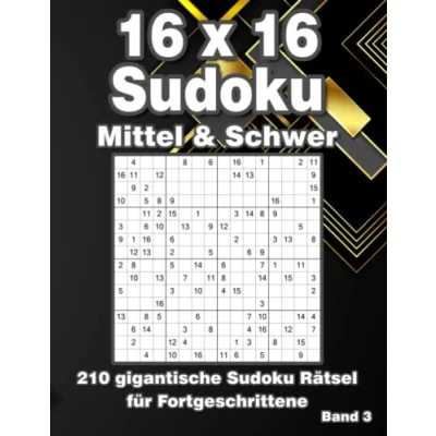 Abbildung von Sudoku für Erwachsene 16x16: Großdruck Rätsel in Mittel &amp; Schwer mit 210 Rastern
