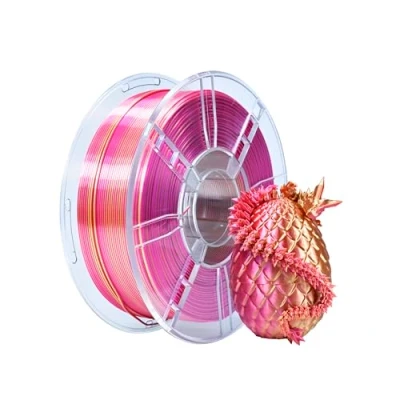 Abbildung von iBOSS PLA Plus 3D Drucker Filament, PLA+ Filament 1,75 mm zweifarbiges Seidenfilament, Co Extrusion glänzendes Druck 1 kg (2,2 lbs) für FDM Drucker, Zweifarbig Rotgold