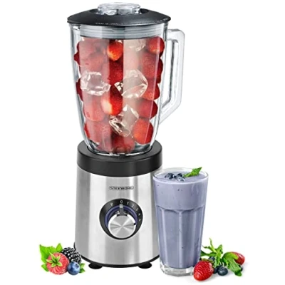 Abbildung von STEINBORG Standmixer SB 7020, 800 W, BPA Frei,1.5L Glaskrug,6 Fach Messer,5 Geschwindigkeiten,Pulsfunktion