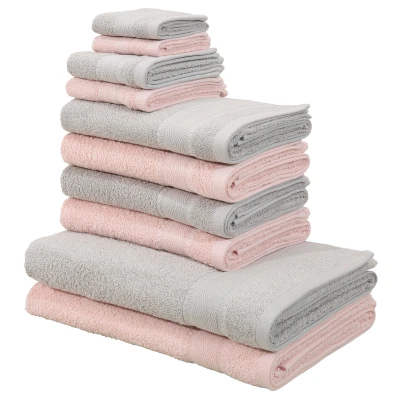 Abbildung von my home Handtuch Set &quot;Afri, Duschtücher, Handtücher, Gästetücher, Seiftücher&quot;, (Set, 10 St., 2 Seiftücher Gästetücher 4 Handtücher Duschtücher), zweifarbig, 100% Baumwolle, weich, mit Bordüre
