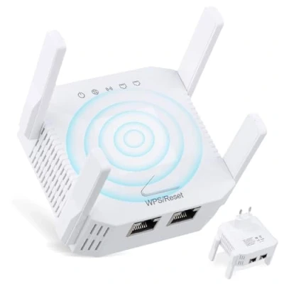 Abbildung von Mapille WLAN Verstärker Repeater 1200Mbit/s, Dualband 2,4GHz 5GHz WiFi Booster Mit Repeater/Router/AP Modus, 4 Antennen, Range Extender LAN/WAN Port, EU Stecker