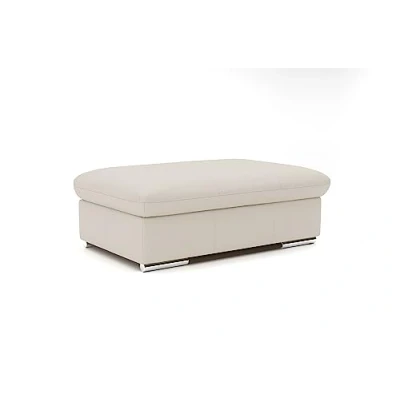 Abbildung von CAVADORE Echtleder Hocker Valerie / Polsterhocker mit Metallfüßen als Beistellhocker, Fußhocker, Sitzgelegenheit, Couchtisch 102 x 43 68 Leder Weiß
