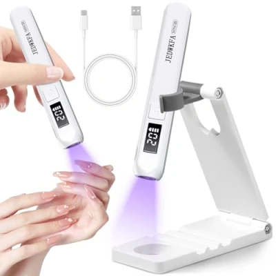 Abbildung von JEDWKFA Mini UV lampe für Nägel, Led Nagellampe, Gelnägel, Kleine Nägel mit Ständer, 2 Zeitmessungsmodi, zum Aushärten von Nagelkleber Nail Tip, Anfänger