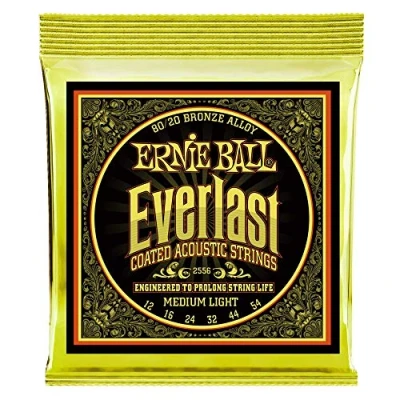 Abbildung von Ernie Ball Everlast Medium Light Coated 80/20 Bronze Akustik Gitarrensaiten, Stärke 12 54