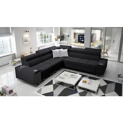 Abbildung von All4All Ecksofa mit Schlaffunktion Margo III 283x284 cm Schlafsofa Bettkasten Sofa in L Form Eckcouch für 5 Personen Seite Links Gewebe Schwarz Modern 26
