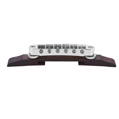 Abbildung von Gitarre Bridge, Palisander Base Bridge Sattel für SG LP Typ Jazz Musikinstrument Zubehör(Silber)