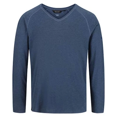 Abbildung von Regatta Herren Kiro Ii Coolweave Organic Cotton Enzyme Washed for Soft Handle V Neck T Shirt/Polos/Unterhemden, Dunkles Jeansblau, XXL