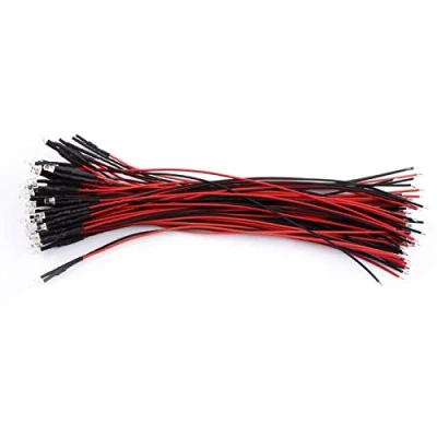 Abbildung von Hilitand 50 Stück vorverdrahtete DC 9 12V 3 5 10 mm wasserdichte LED Dioden Weiß Rot Blau Grün Licht Leuchtdioden(3mm weiß)
