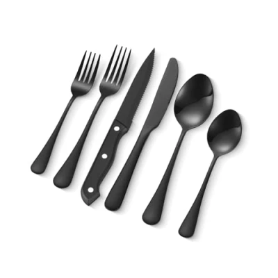 Abbildung von VEVOR 48 tlg. Besteckset Besteck Essbesteck Messer Gabel Löffel Schwarz