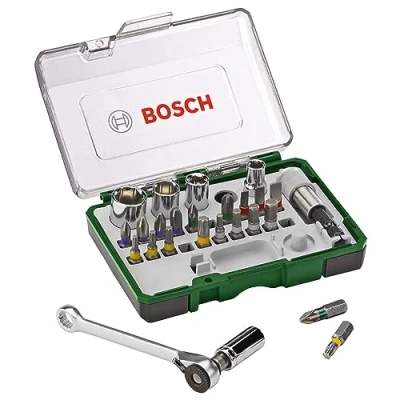 Abbildung von Bosch 27tlg. Schrauberbit und Ratschen Set (PH, PZ, Hex, T, S Bit, Zubehör Bohrschrauber Schraubendreher)