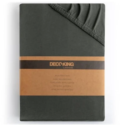 Abbildung von DecoKing Spannbettlaken 80x200 90x200 cm 100% gekämmte Baumwolle Anthrazit Grau Spannbetttücher Jersey Boxspringbett Amber 80 x 200 90