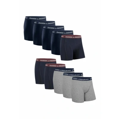 Abbildung von DANISH ENDURANCE 10er Pack Boxershorts Herren, Weiche Baumwolle, Unterhosen Männer Stretch, ohne Zettel, Mit Eingriff oder Mehrfarbig (4xMarine, 3xMarineblau/Bordeaux, 3xGrau/Marineblau) L