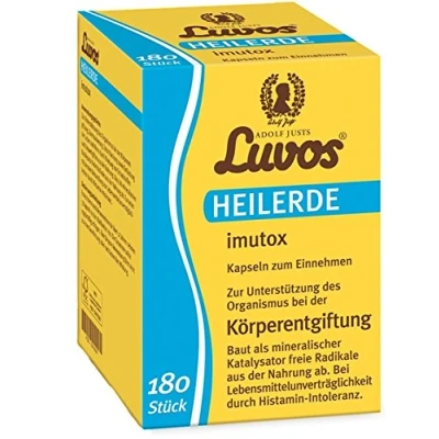Abbildung von Luvos Heilerde imutox Spar Set 2x120 Kapseln. Zur Unterstützung des Organismus bei der Körperentgiftung durch Bindung von Schadstoffen und Umweltgiften aus Nahrung.