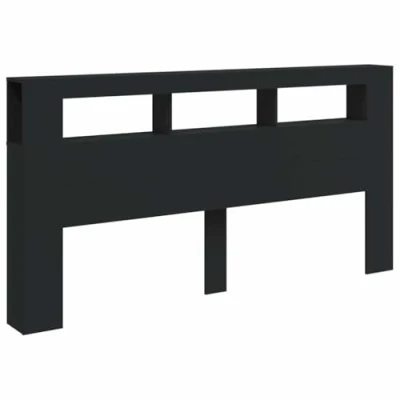 Abbildung von vidaXL LED Kopfteil, Bettkopfteil mit Leuchten, Betthaupt Fächern, Bettzubehör Schlafzimmer, Schwarz 200x18,5x103,5cm Holzwerkstoff
