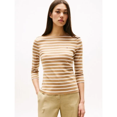 Abbildung von Tommy Hilfiger NEW CODY SLIM BOAT Langarmshirt, Damen, Größe: Medium, Hickory/ecru