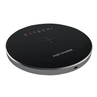 Abbildung von SATECHI Qi zertifiziertes Kabelloses Aluminium Ladegerät Kompatibel mit iPhone 16/16 Pro, 15, 14/14 Plus, 13 Pro Max/13 Pro/13 Mini/13, 12 Max/12 Adapter separat erhältlich