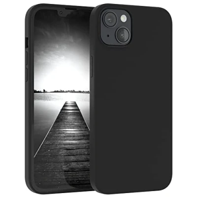 Abbildung von EAZY CASE Premium Silikon Handyhülle kompatibel mit iPhone 14 Plus, Slimcover Kameraschutz und Innenfutter, Silikonhülle, Schutzhülle, Bumper, Handy Case, Hülle, Softcase, Schwarz
