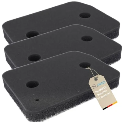 Abbildung von DL pro 3 x Filter passend für Miele 9164761 Schaumfilter Set 2 lagig 207x155mm Sockelfilter an Wärmetauscher Kondenstrockner Trockner