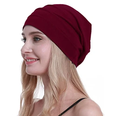 Abbildung von osvyo Baumwolle Chemo Hüte Soft Caps Krebs Kopfbedeckungen für Frauen Haarausfall versiegelt Verpackung Kirsche