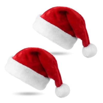 Abbildung von Weihnachtswunder® Bommelmütze 4er Samt Weihnachtsmütze Nikolausmütze rot Weihnachten (4 Stück) weicher