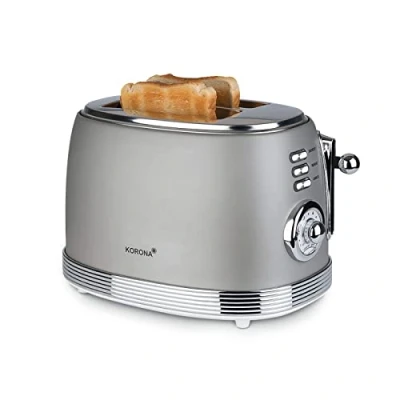 Abbildung von KORONA Toaster Retro Design 21667, grau, analoge Röstgrad Anzeige, Chrom Optik, Vintage Style