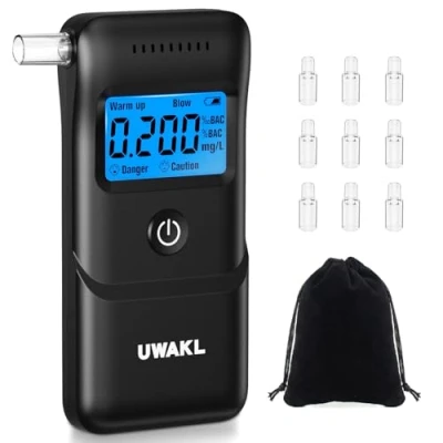 Abbildung von Alkoholtester Polizeigenau Professioneller Alcohol Tester: Hochpräziser Promillemessgerät mit 10 Mundstücken Tragbarer Promilletester Digitalem LCD Anzeige Atemalkoholtester Heim Partygebrauch