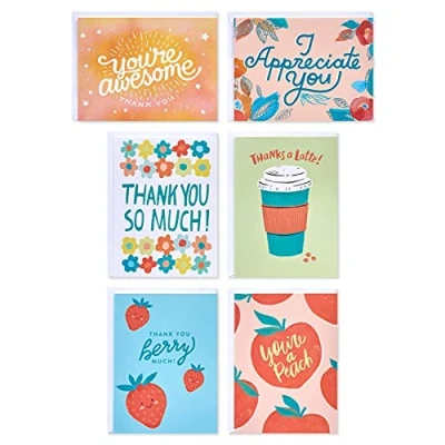 Abbildung von American Greetings Verschiedene Dankeskarten mit Umschlägen, innen blanko (48 Stück)