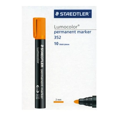Abbildung von Staedtler 352 4 Lumocolor Marker permanent Rundspitze, 2 mm, 10 Stück, orange